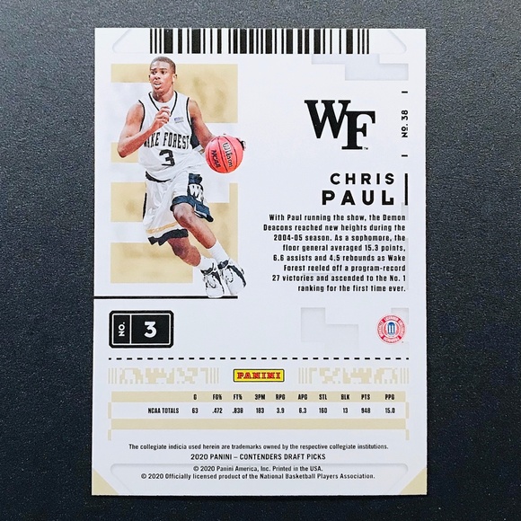 Chris Paul - 2020-21 Panini Contenders Draft Picks #38 - Picture 2 of 2